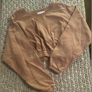 Good American Women’s Fleece Crop Waisted Sweatshirt - Putty Brown